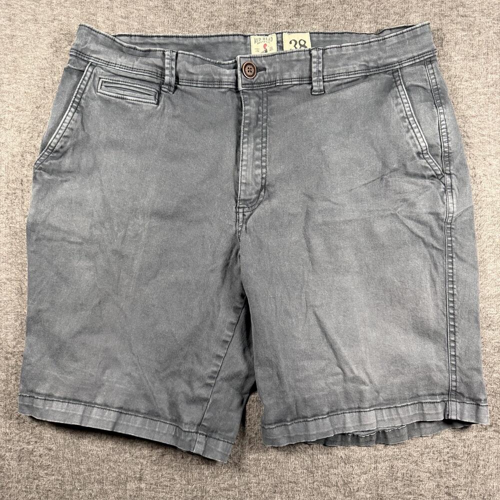 RedHead Shorts Mens 38 Gray Stretch Chino Casual Flat Front Pockets Outdoor